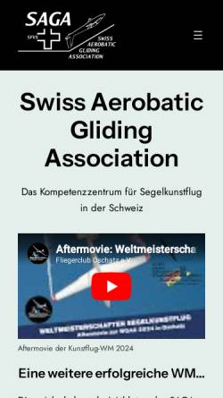 Vorschau der mobilen Webseite www.sagach.ch, Swiss Aerobatic Gliding Association