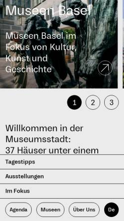 Vorschau der mobilen Webseite www.museenbasel.ch, Museen Basel