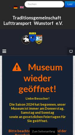 Vorschau der mobilen Webseite www.ig-ju52.de, Wunstorf, Museum der Interessengemeinschaft Ju52 e.V.