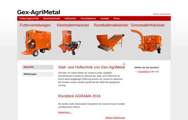 Vorschau von www.gex-agrimetal.ch, Gex-AgriMetal GmbH