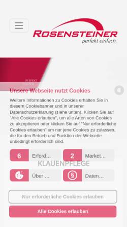 Vorschau der mobilen Webseite www.rosensteiner.at, Rosensteiner GmbH