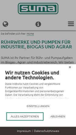 Vorschau der mobilen Webseite www.suma.de, SUMA Rührtechnik GmbH