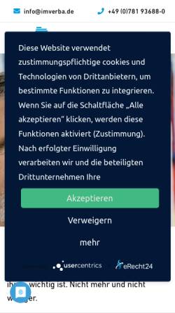 Vorschau der mobilen Webseite imverba.de, IMVERBA Versicherungsmakler GmbH