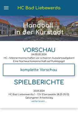 Vorschau der mobilen Webseite www.hc-bl.de, Handball-Club Bad Liebenwerda