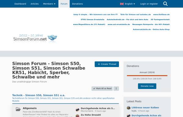 Vorschau von www.simsonforum.net, Simson Forum - das unabhängige Simson Forum