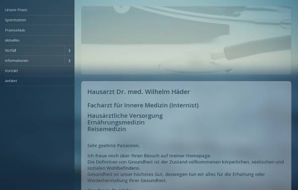 Vorschau von www.dr-haeder.de, Häder, Dr. med. Wilhelm