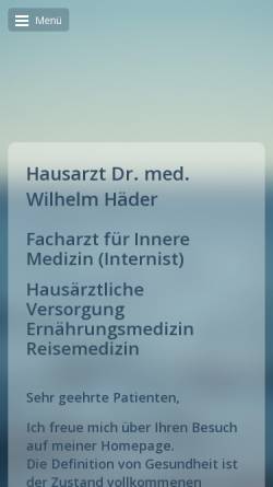 Vorschau der mobilen Webseite www.dr-haeder.de, Häder, Dr. med. Wilhelm