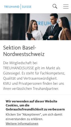 Vorschau der mobilen Webseite www.treuhandsuisse-bs.ch, Schweizerischer Treuhänderverband Sektion Basel-Nordwestschweiz