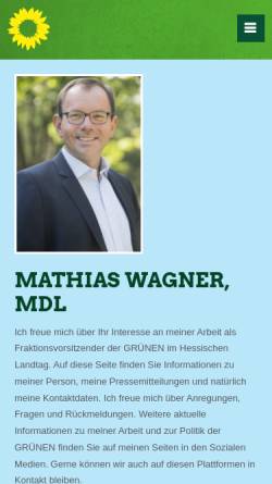 Vorschau der mobilen Webseite www.mathiaswagner.de, Wagner, Mathias (MdL)