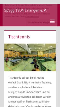Vorschau der mobilen Webseite www.spvgg-erlangen.de, SpVgg Erlangen Tischtennisabteilung