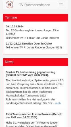 Vorschau der mobilen Webseite www.tv-ruhmannsfelden.de, TV Ruhmannsfelden Tischtennisabteilung