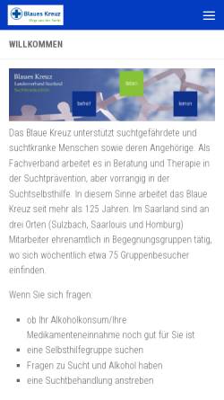 Vorschau der mobilen Webseite www.blaues-kreuz-saarland.de, Blaues Kreuz Saarland