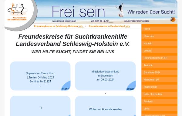 Vorschau von www.freundeskreise-sucht-sh.de, Freundeskreise für Suchtkrankenhilfe