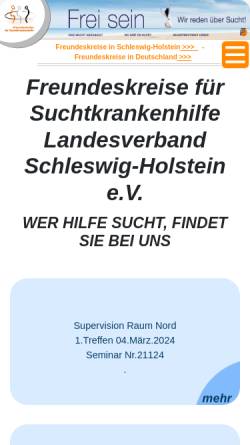 Vorschau der mobilen Webseite www.freundeskreise-sucht-sh.de, Freundeskreise für Suchtkrankenhilfe