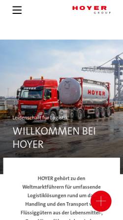 Vorschau der mobilen Webseite www.hoyer-group.com, Hoyer-Gruppe