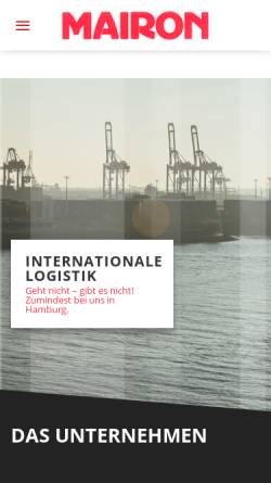 Vorschau der mobilen Webseite www.mairon-logistik.de, MAIRON Internationale Logistik GmbH