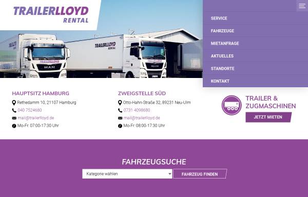 Vorschau von www.trailerlloyd.de, Trailer Lloyd Fahrzeugvermietung