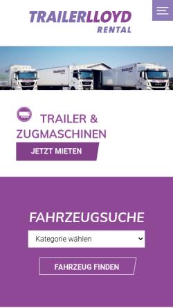 Vorschau der mobilen Webseite www.trailerlloyd.de, Trailer Lloyd Fahrzeugvermietung