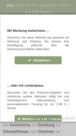 Vorschau der mobilen Webseite www.erbrecht-ratgeber.de, Erbrecht-Ratgeber