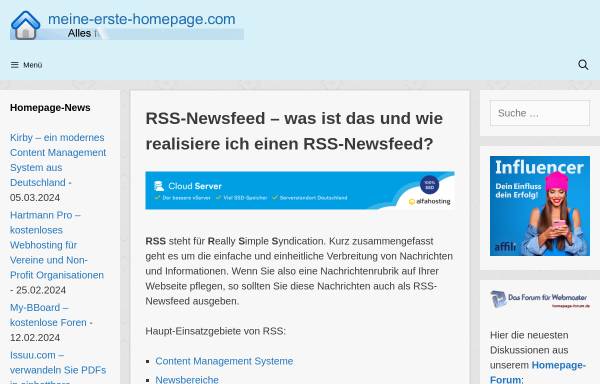 Vorschau von www.meine-erste-homepage.com, RSS-Newsfeed