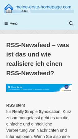 Vorschau der mobilen Webseite www.meine-erste-homepage.com, RSS-Newsfeed