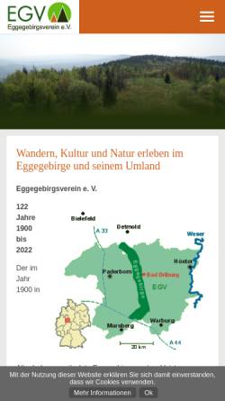 Vorschau der mobilen Webseite eggegebirgsverein.de, Eggegebirgsverein