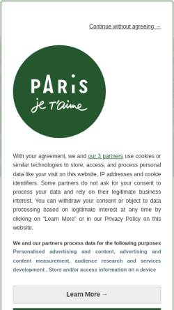 Vorschau der mobilen Webseite de.parisinfo.com, Offizielle Touristik-Seite von Paris