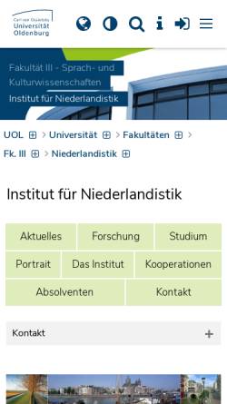 Vorschau der mobilen Webseite www.uni-oldenburg.de, Niederlandistik