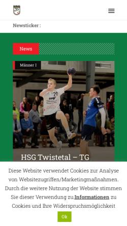 Vorschau der mobilen Webseite www.hsg-aktuell.de, Handball Spielgemeinschaft Twistetal