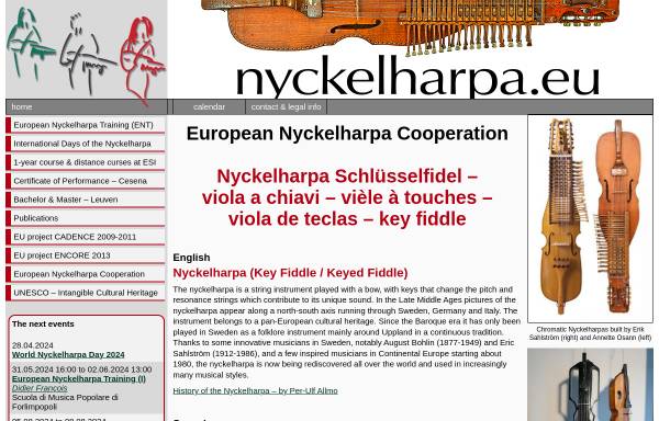 Vorschau von www.nyckelharpa.eu, Europäische Nyckelharpa-Fortbildung