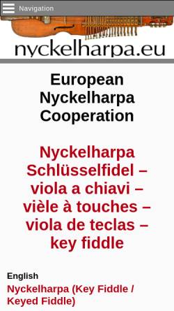 Vorschau der mobilen Webseite www.nyckelharpa.eu, Europäische Nyckelharpa-Fortbildung