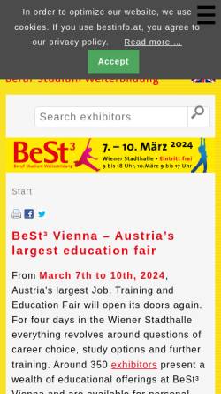 Vorschau der mobilen Webseite www.bestinfo.at, BeStInfo.at - Messe für Beruf, Studium und Weiterbildung