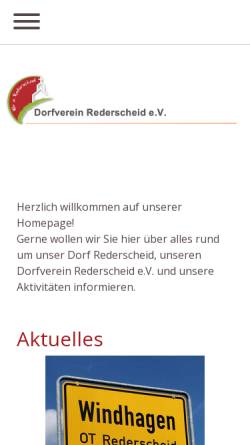 Vorschau der mobilen Webseite www.rederscheid.de, Dorfverein Rederscheid e.V.