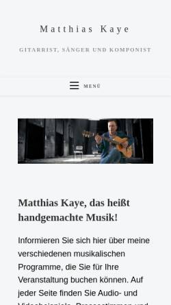 Vorschau der mobilen Webseite www.matthias-kaye.de, Kaye, Matthias