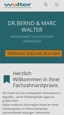 Vorschau der mobilen Webseite www.zahnarztwalter.de, Dr. med. dent. Bernd Walter, Zahnarzt