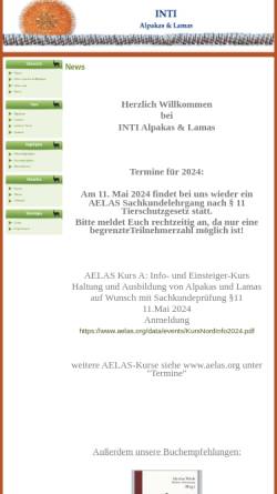 Vorschau der mobilen Webseite www.inti-alpakas-lamas.de, Inti Alpakas und Lamas