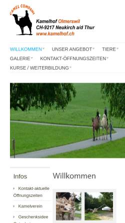 Vorschau der mobilen Webseite www.kamelhof.ch, Kamelhof Olmerswil