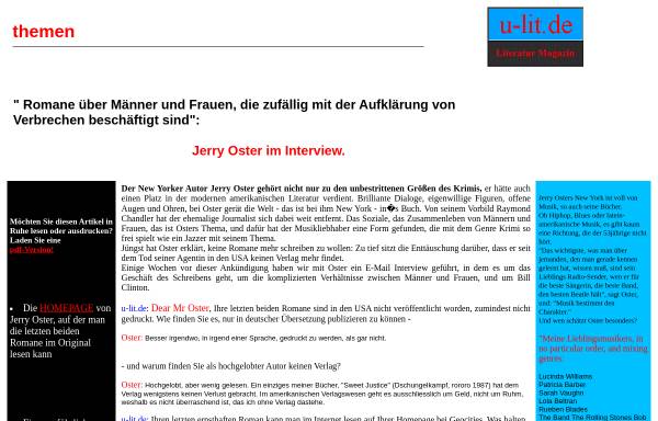 Vorschau von www.u-lit.de, Jerry Oster-Interview