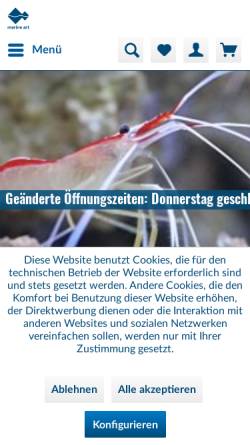 Vorschau der mobilen Webseite www.marineart.de, marine art: Meerwasser-Aquaristik & Korallenriff-Aquarien