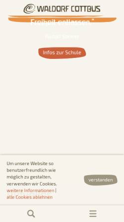 Vorschau der mobilen Webseite www.waldorf-cottbus.de, Freie Waldorfschule Cottbus