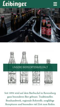 Vorschau der mobilen Webseite www.leibinger.de, Brauerei Max Leibinger GmbH