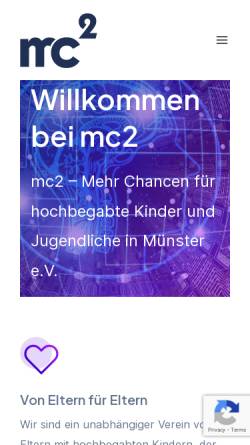 Vorschau der mobilen Webseite www.inihochbegabtems.de, Mehr Chancen für hochbegabte Kinder und Jugendliche in Münster e.V.
