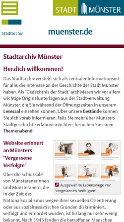 Vorschau der mobilen Webseite www.stadt-muenster.de, Stadtarchiv Münster