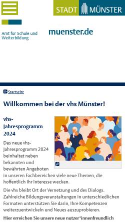 Vorschau der mobilen Webseite vhs.muenster.de, Volkshochschule Münster