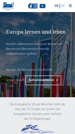 Vorschau der mobilen Webseite esmunich.de, Europäische Schule München (ESM), Deutschland