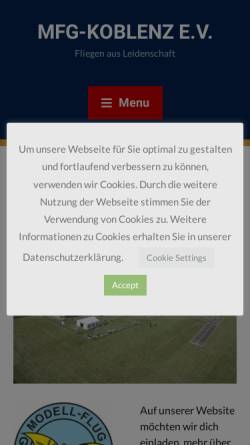 Vorschau der mobilen Webseite mfg-koblenz.de, Modellfluggruppe Koblenz e. V.