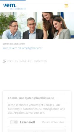 Vorschau der mobilen Webseite www.vem.de, Arbeitgeberverband der Metall- und Elektroindustrie Rheinland-Rheinhessen e.V.