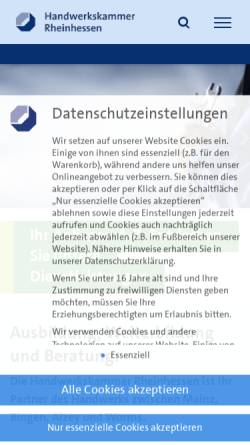 Vorschau der mobilen Webseite hwk.de, Handwerkskammer Rheinhessen
