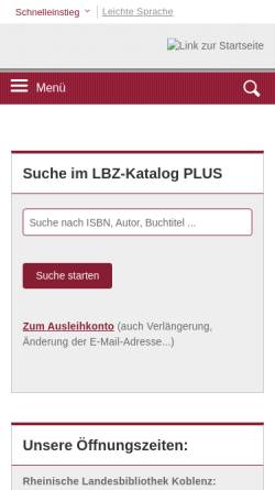 Vorschau der mobilen Webseite www.rlb.de, Rheinische Landes- und Hochschulbibliothek
