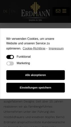 Vorschau der mobilen Webseite erdmann-sauna.de, Bernd Erdmann Saunabau